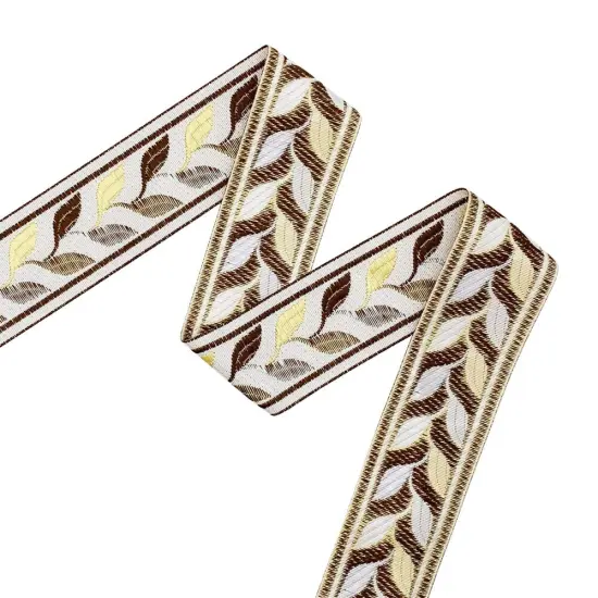 Designer&rsquo;s Shop JR 769 Autumn Leaf Vine Jacquard Trim &ndash; 1-7/16&rdquo; x 5 Yards &ndash; Earth Tone Woven Border {3}