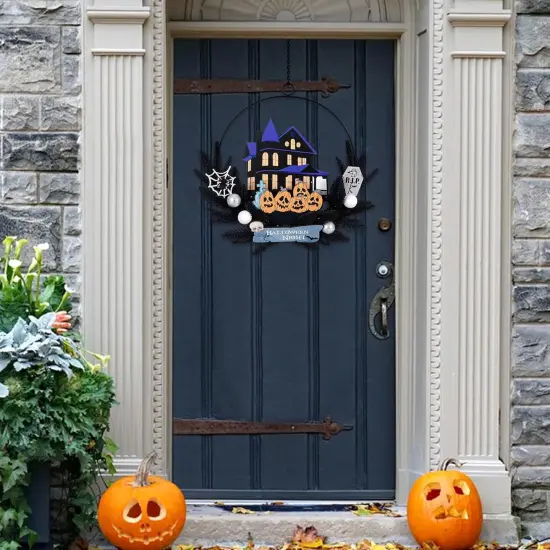 Lighted Halloween Wreaths for Front Door {4}