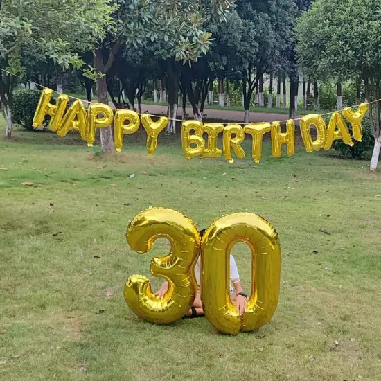 30th Birthday Decorations for Him Her 30 Balloon Numbers Gold Jumbo Number 30 Foil {2}