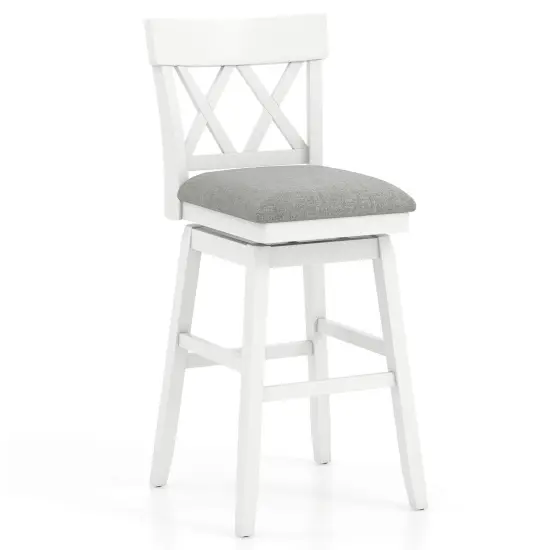 Costway 1/2/3/4 PCS 30" Bar Stool Wooden Chair with Contoured Backrest Swivel Padded Seat for Kitchen Gray {1}