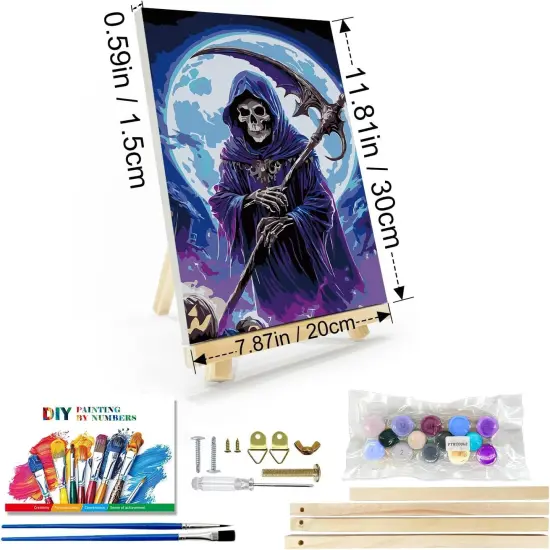 Halloween Paint by Numbers Kit - 8x12 Inch (Grim Reaper) {2}