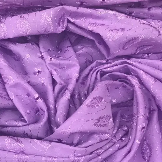 1 Yard Lavender Medium Eyelet Fabric with Double Border | Soft Cotton Blend, 41/42" Wide {3}