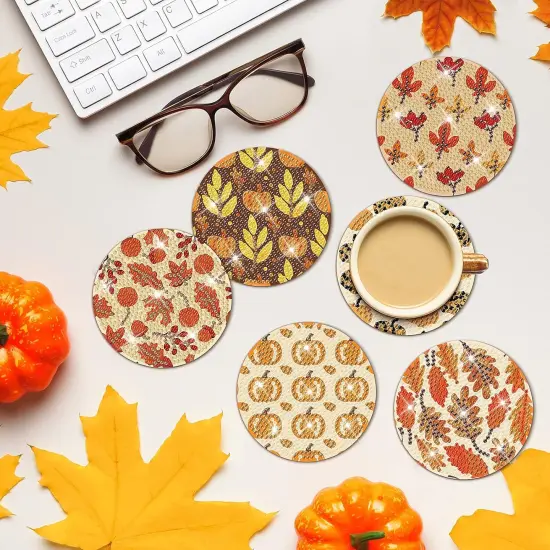 8 PCS Fall Diamond Art Coasters Thanksgiving Painting Kits {4}