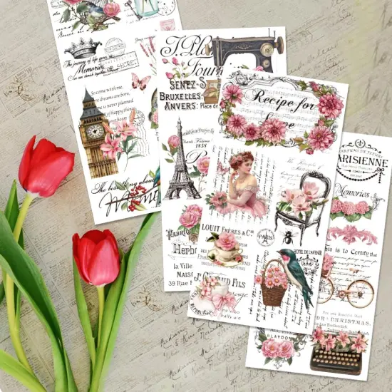4 Sheets Flower Rub on Transfers for Crafts {2}
