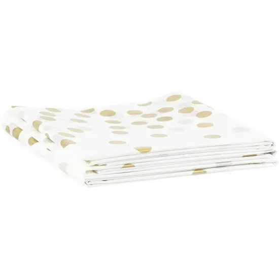 6 Pack Plastic White and Gold Tablecloth with Gold Polka Dot Confetti, Rectangular Party Table Covers (54 x 108 in, 6 Pack) Multicolor {4}