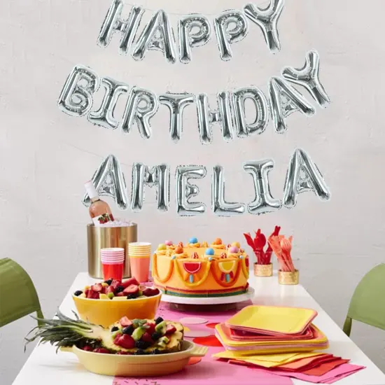 65 Pcs 16 Inch Silver Happy Birthday Balloons - Silver {4}