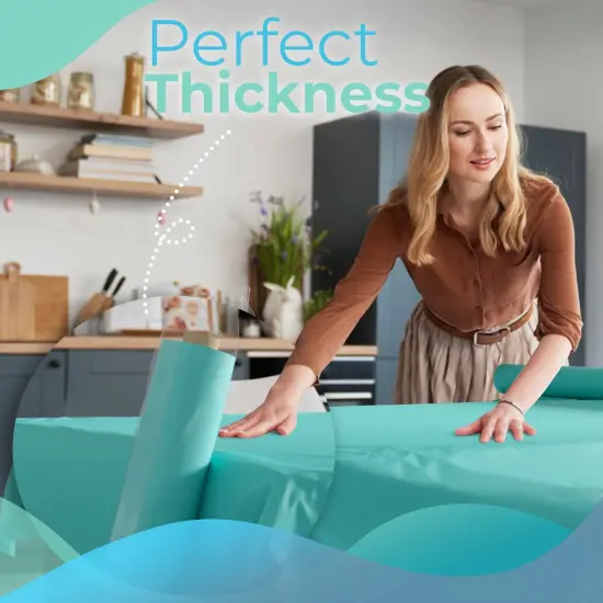 Exquisite Plastic Table Cover Roll &ndash; 40" x 100' Disposable Tablecloth Roll &ndash; Premium Thick 0.5 MIL Plastic Banquet Roll &ndash; Party Table Cover Roll for Events & Catering Aqua {3}