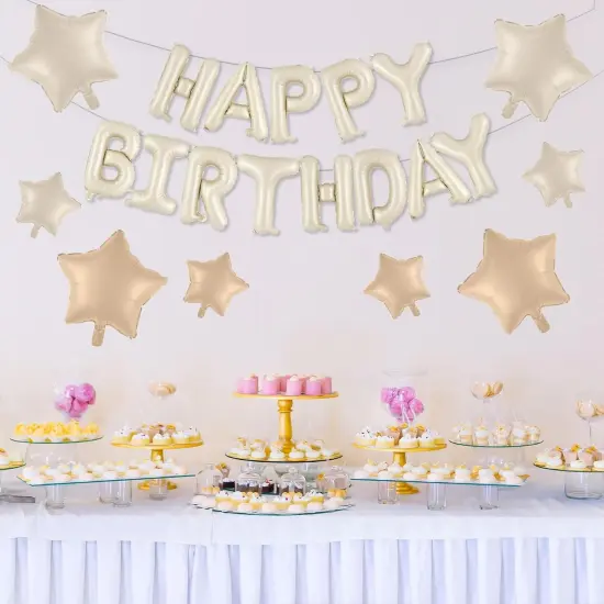 8PCS Cream Happy Birthday Foil Balloons {5}