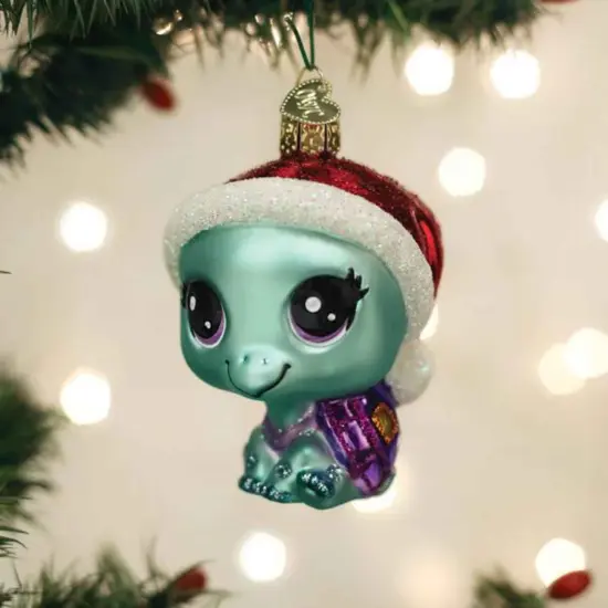 Old World Christmas 3.0 Inch Littlest Pet Shop Bev Tree Ornament , Box Turtle Energetic Blue {3}