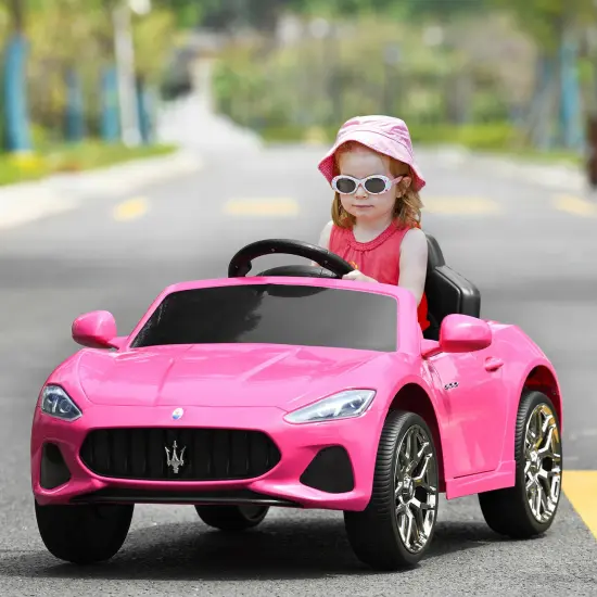 Costway 12V Kids Ride On Car Maserati GranCabrio Licensed w/ Remote Control& Lights Pink {2}