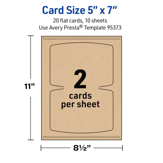 Avery Printable Arched Rectangle Flat Cards, Sure Feed Technology, 5" x 7", Matte Kraft Brown Cardstock, Laser/Inkjet Printable, 20 Total, Great for Product Branding, Marketing, and More {11}