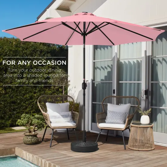 Best Choice Products 10ft Outdoor Steel Market Patio Umbrella w/ Crank, Tilt Push Button, 6 Ribs Carnation {3}