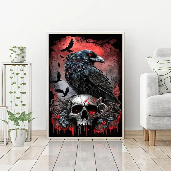 Halloween Diamond Painting Kits for Adults, 5D Crow Diamond Painting ,12 x 16 Inch {2}
