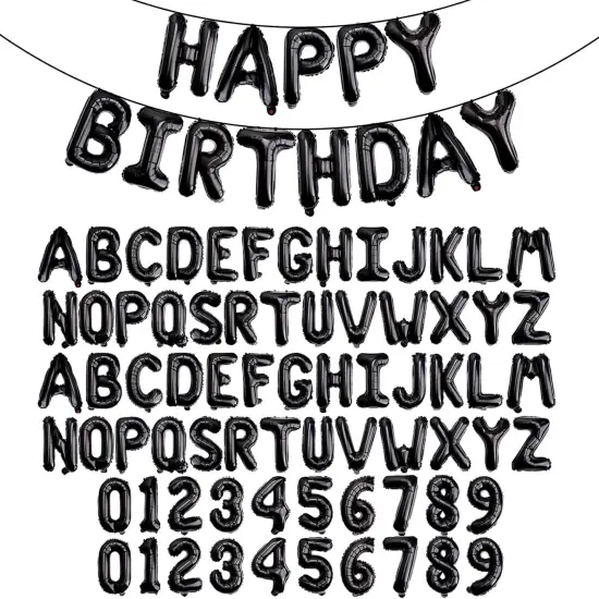 [85 PCS] 16" Black Letter Number Balloons {1}