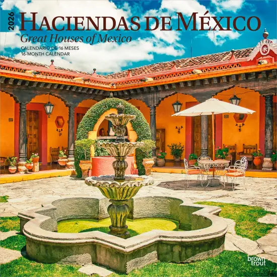 Haciendas de Mexico | Great Houses of Mexico | 2026 12 x 24 Inch (Hanging) Monthly Square Wall Calendar | English/Spanish Bilingual | Plastic-Free {1}