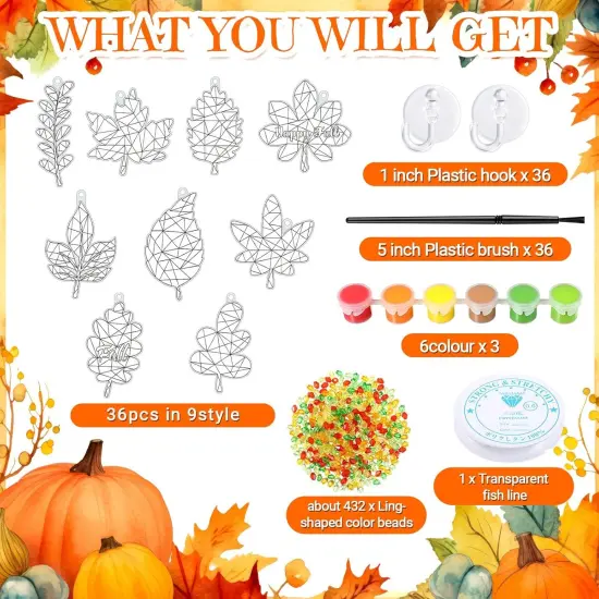 36 Sets Fall Suncatchers Craft Kits {2}