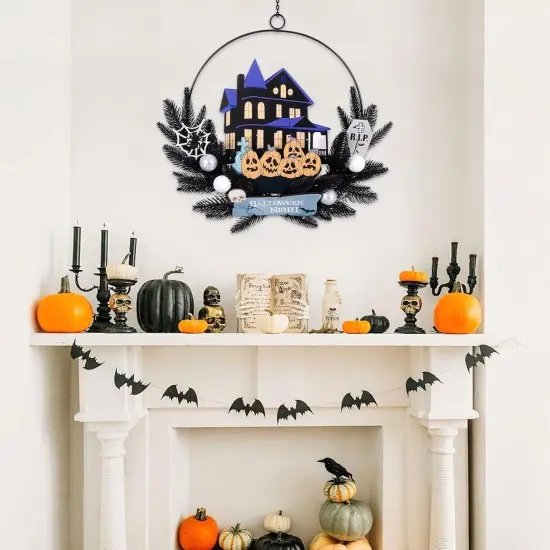Lighted Halloween Wreaths for Front Door {3}