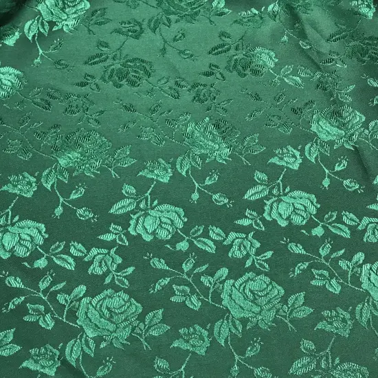1 Yard Hunter green jacquard satin fabric reversible for tablecloth curtains overlays 58/60" inches wide {1}
