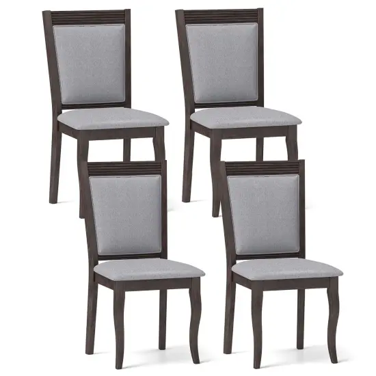 Costway Wood Dining Chairs Set of 2/4 with Rubber Wood Frame Padded Seat High Backrest {8}