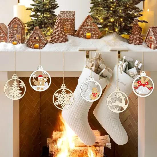 36PCS Wooden Hollow Christmas Ornaments {2}