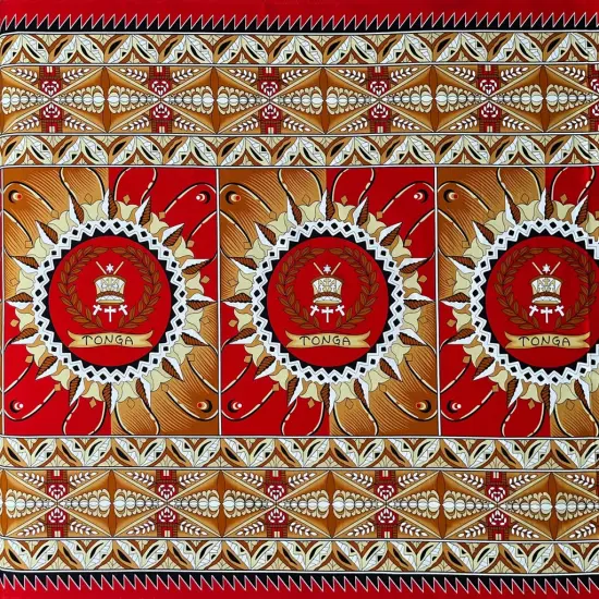 1 Yard Tongan Seal Double Border 100% Cotton Light Barkcloth Fabric 36in L x 44in W Brown {4}