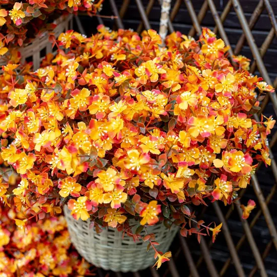 Artificial Fall Flowers Outdoor Fake Mums - 12 Bundles {4}