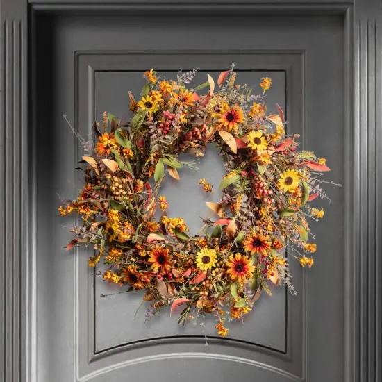 Artificial Fall Wreath Large Autumn Wreath {5}