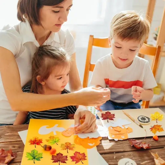 400 Pcs Fall Maple Leaf Stickers 8 Colors Autumn Leaves-Red, Orange, Yellow {3}