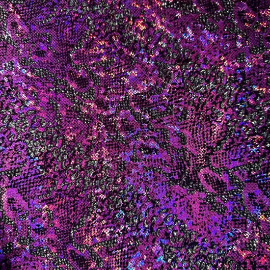 1 Yard Snake Flocking Glitter Hologram Nylon Spandex Fabric for Performance Wear, DIY Projects 60 Inch Width Hot Pink {3}