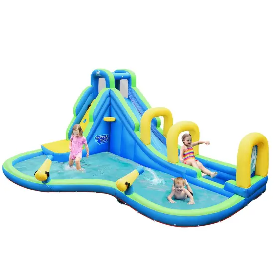 Costway Inflatable Water Slide Kids Bounce House Castle Splash Water Pool {1}