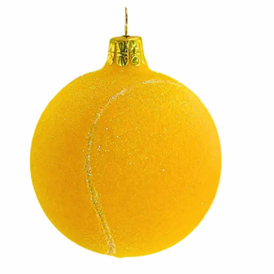 Golden Bell Collection 2.75 In Felt Looking Tennis Ball Christmas Tree Ornament , Christmas Decor Ornament Czech Sport Yellow {1}