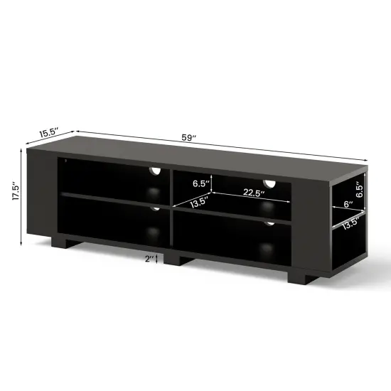 Costway 59'' Wood TV Stand Console Storage Entertainment Media Center w/ Adjustable Shelf {4}