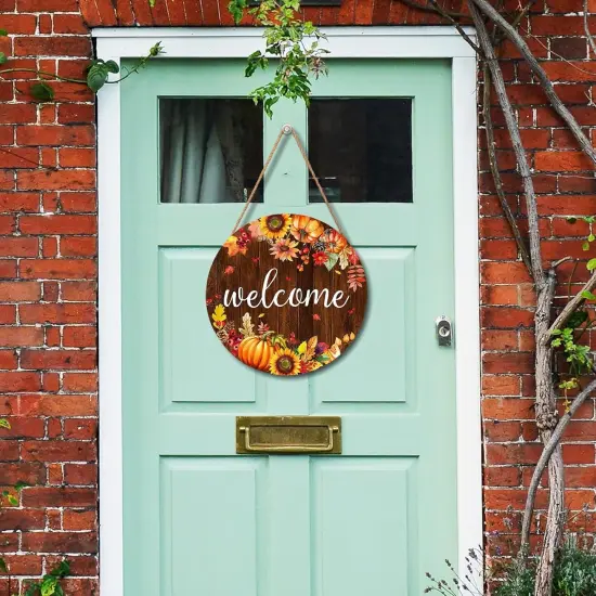 Fall Pumpkin Sunflower Front Door Welcome Hanger {5}