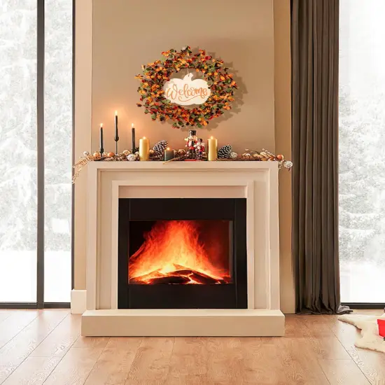 Autumn Artificial Wreath with Vibrant Leaves {5}