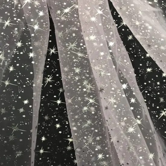 1 Yard Pink Silver Stars Organza Fabric For Costumes Crafts D&eacute;cor Accessories 58/60&Prime; Wide {2}