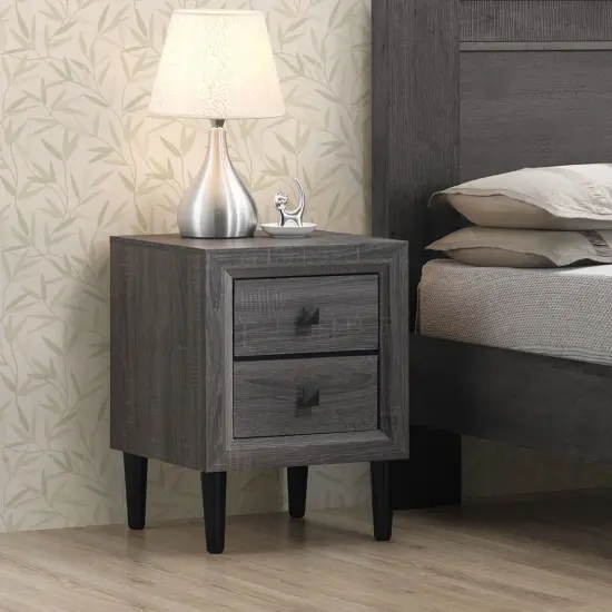 Costway Nightstand W/2 Drawers Multipurpose Retro Grey Bedside Table Fully Assembled {3}
