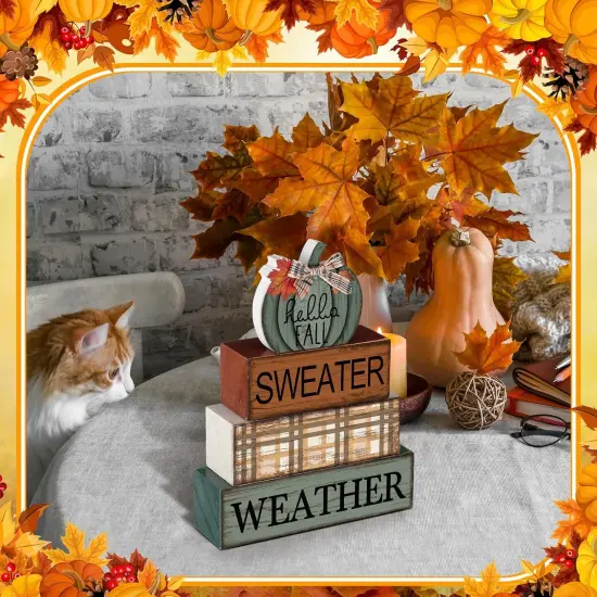 4 Pcs Wooden Fall Tabletop Decor Pumpkin {5}