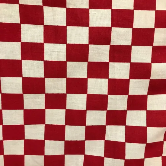 1 Yard Red Checkered Poly Cotton Fabric 59/60 Inch Width {1}