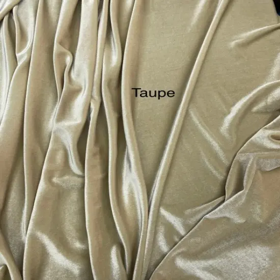 1 Yard Sophisticated Taupe Stretch Velour Fabric Ultra Soft Plush Texture with Graceful Weighted Drape 58/60 Inches Wide {1}