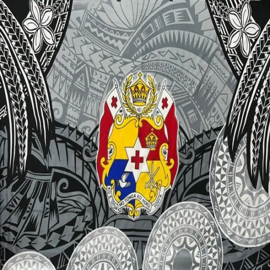 Kingdom of Tonga Seal Plumeria Tattoo Design Polyester Sarong 72" L x 45" W Royal {2}