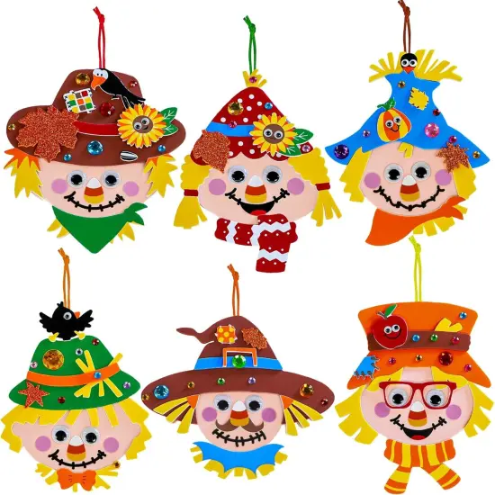 24 Sets Fall Craft Kits for Kids - Scarecrow Ornaments {2}