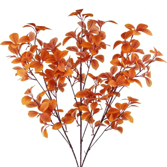 3 Pcs Artificial Fall Leaves with Stems Table Centerpieces Decoration - Orange {1}