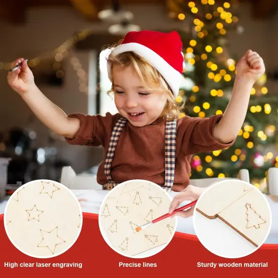 Wooden Christmas Ornaments to Paint for Kids Adults Set of 24 {2}