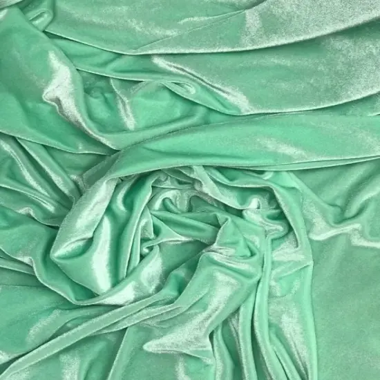 1 Yard Mint Green Stretch Velvet Fabric with Elegant Drape and Soft Shimmer 58/60 Inch Width {2}