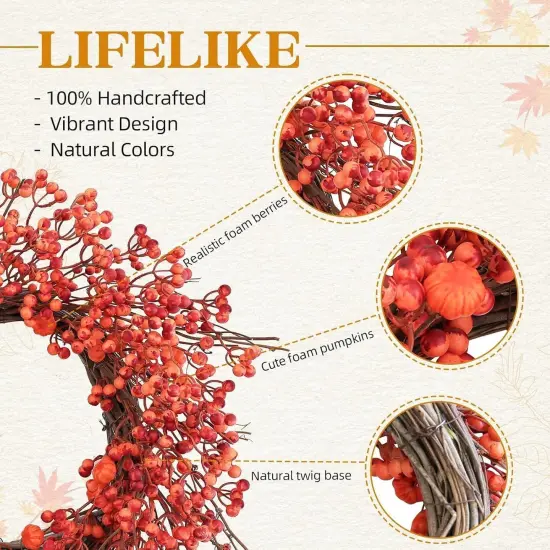 Fall Wreaths with Little Pumpkins & Berries {2}