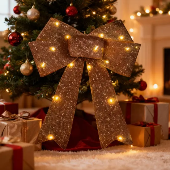 3 Pack Illuminated Christmas Bows Glowing Holiday Decor for Doors Gifts {4}