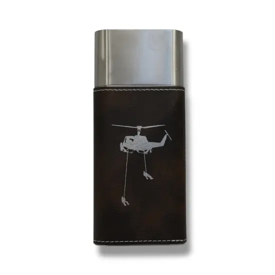 Cigar Case with Cutter - Helicopter Lineman Leather Black/Silver {7}