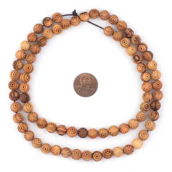 The Bead Chest Carved Round Olive Wood Beads from Bethlehem (8mm) {2}