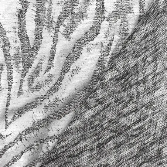 Metallic Silver-Black Tiger Printed Stretch Jersey Knit Fabric By the Yard {4}