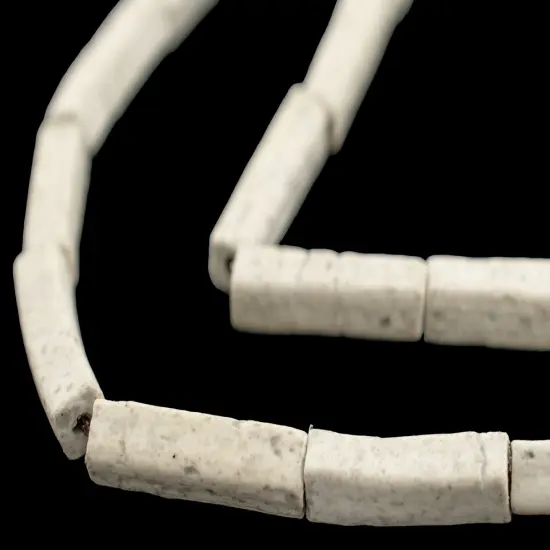 The Bead Chest Moroccan Pottery Beads, White, Rectangle: Genuine North African Berber Tribal Beads for DIY Jewelry Making and More {1}